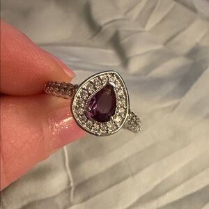Silver and Purple Teardrop Ring